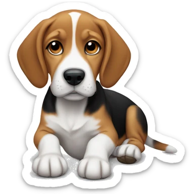 Beagle puppy laying sticker