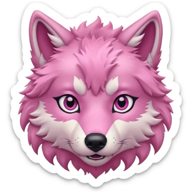 pink wolf head sticker
