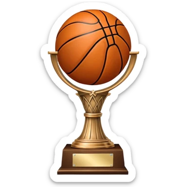 gleaming bronze basketball trophy, polished bronze basketball with classic seams sticker
