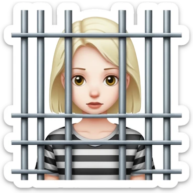girl standing behind jail bars sticker