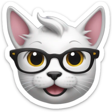 unicorn cat with dark glasses celebrating sticker