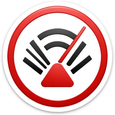 Minimalist “No Wi-Fi” icon, flat vector style on white background. A clean black Wi-Fi signal symbol inside a bold red circle with a diagonal slash. Simple, modern, and easy to recognize — clearly shows no internet connection or poor connection. sticker