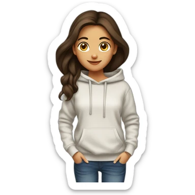 fille brune sweat capuche sticker