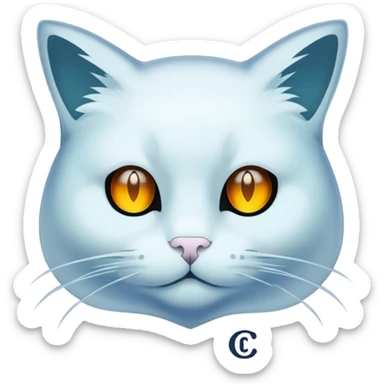 a transparent translucent ghost cat silhouette outlining with the initials C.C on it's forehead sticker