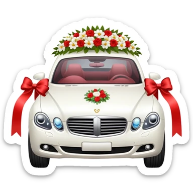 luxury car with wedding decorations, horizontal sticker