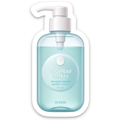 Micellar water cleanser bottle, minimalist, rounded, soft pastel colors, SOS skin care sticker
