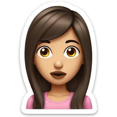 Brunette girl making kissy face sticker