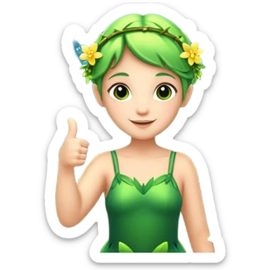 forest fairy double thumbs up with fireflies sticker