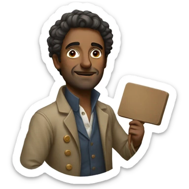 European artist man holding a palette sticker