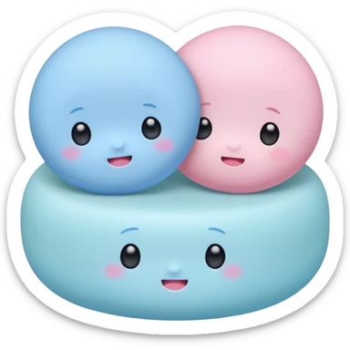 2 cute japanese mochi kawaii in pastel sticker