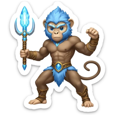 air elemental monkey warior with light blue furr sticker