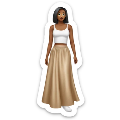 Beige Satin maxi skirt sticker