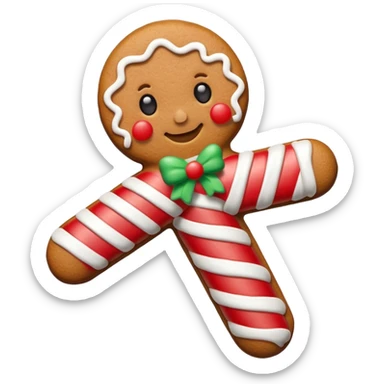 gingerbread cookie in candy cane shape sticker