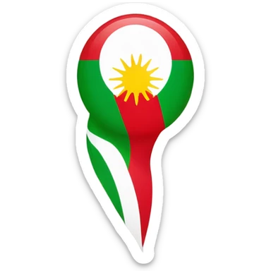 Kurdistan flag with red on top white in middle and green at bottom with a sun in middle sticker