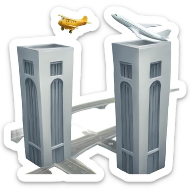 Two towers and a plane sticker