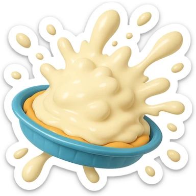 Remove the background so only the cream pie splat is visible. Keep the playful 3D emoji style, golden brown crust, and dynamic angle. sticker