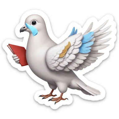 a dove flies with a letter in its paws sticker