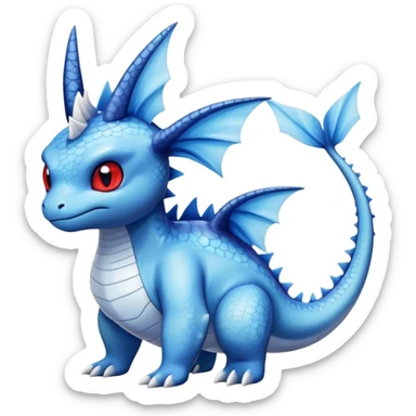 Edgy cool Lapras-Vaporeon-hybrid full body, four legs, red eyes,  sticker
