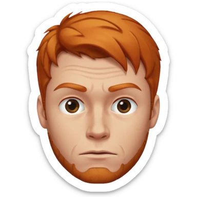 The 🤨 raised eyebrow emoji but with short ginger hair (a man) sticker
