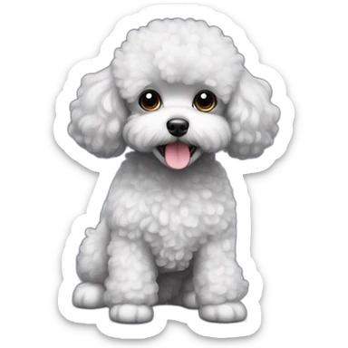 black toy poodle dog small girl fluffy sticker