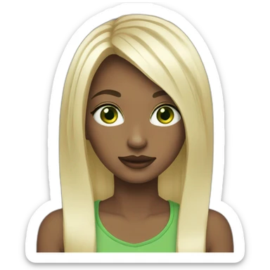 girl green eyes long hair sticker