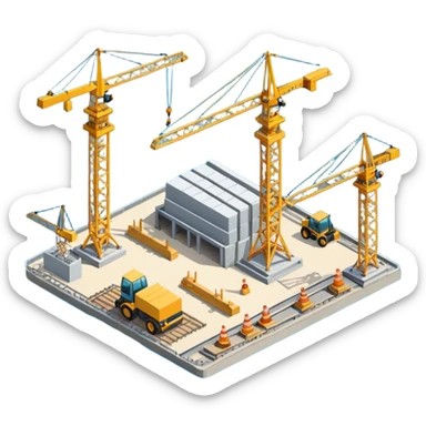 isometric construction site of cathay airport sticker