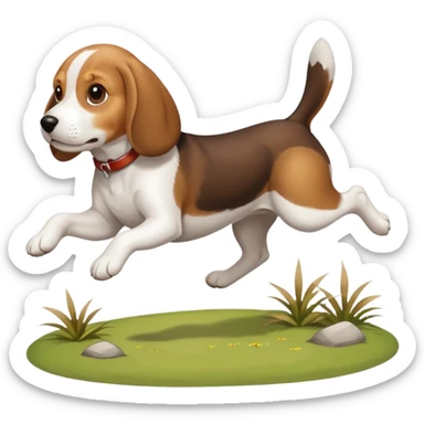 Beagle catching rabbits  sticker