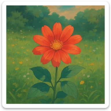 aesthetic flower, ghibli style sticker