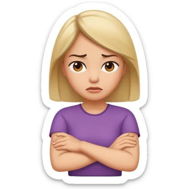 woman arms crossed with irritated small sticker