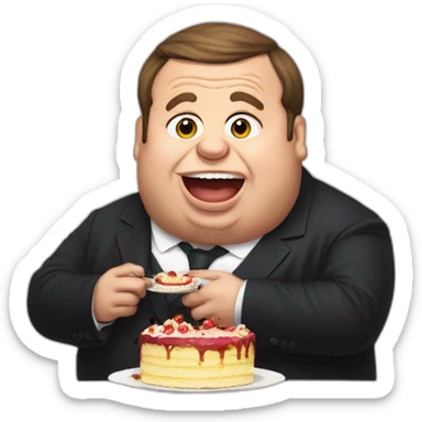emmanuel macron morbidly obese eating cake sticker