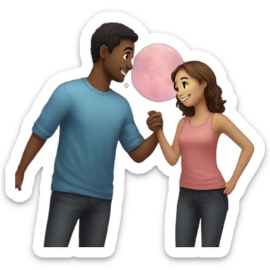 Boy-friend and girlfriend in the space  sticker