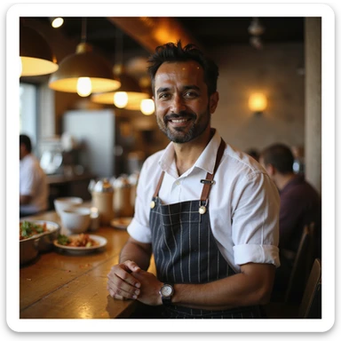 An Indian restaurant owner sticker