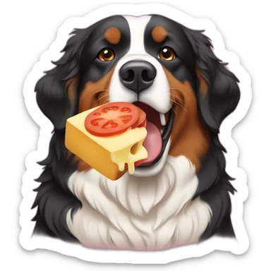 bernese mountain dog eating swiss raclette sticker