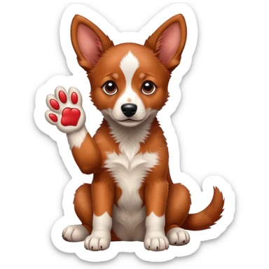 Red heeler puppy with paw raised sticker