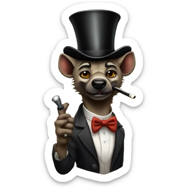 Male, muscular, hyena, smoking pipe, top hat, fancy, high class sticker