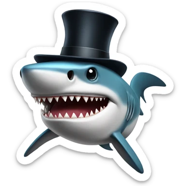 Shark with a top hat sticker