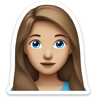 A girl with blue eyes, long brown hair and fair skin sticker