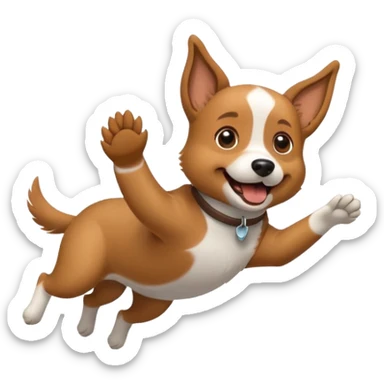Dog flying to a building  sticker