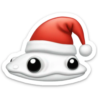 White tadpole Santa hat  sticker
