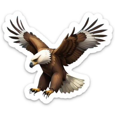 Collage of wild animals: a majestic bear in a lush green forest, a soaring eagle in the sky. A vibrant and detailed nature scene, capturing the beauty of wildlife. Transparent background. sticker