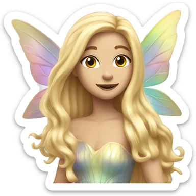 Iridescent fairy flying long hair blonde full body sticker