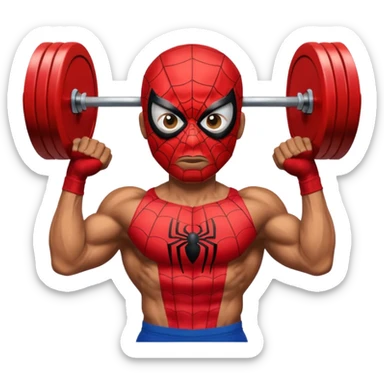 emoji de spiderman haciendo pesas sticker