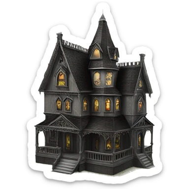 Realistic Huge ornate gothic Cardboard haunted house  sticker