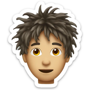 face of person with messy hair covering head sticker