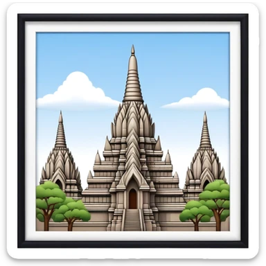 Prambanan Temple Landmark Emoji – Showcasing its towering Hindu temple spires with intricate carvings. sticker