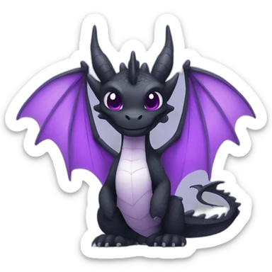 black dragon with white belly and purple wings sticker