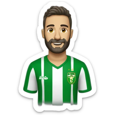 Hombre calvo y con barba y camiseta real Betis sticker
