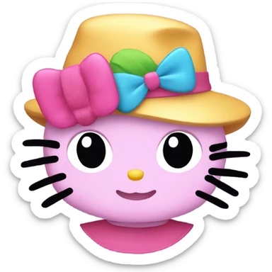 Hello kitty with a hat sticker