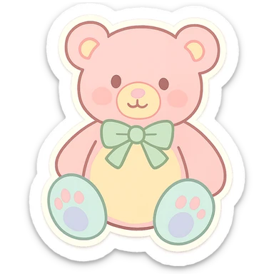 Recolor the teddy bear sticker in soft pastel colors sticker