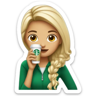 Girl drinking starbucks sticker